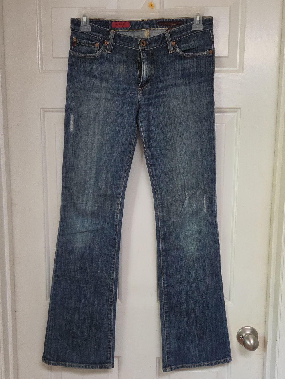 Ag Adriano Goldschmied Distressed Blue Flare Jeans Low Rise 29R